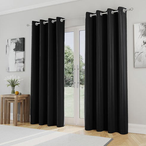 Supersoft Eyelet, Black - Ready Made Curtains - Image 3